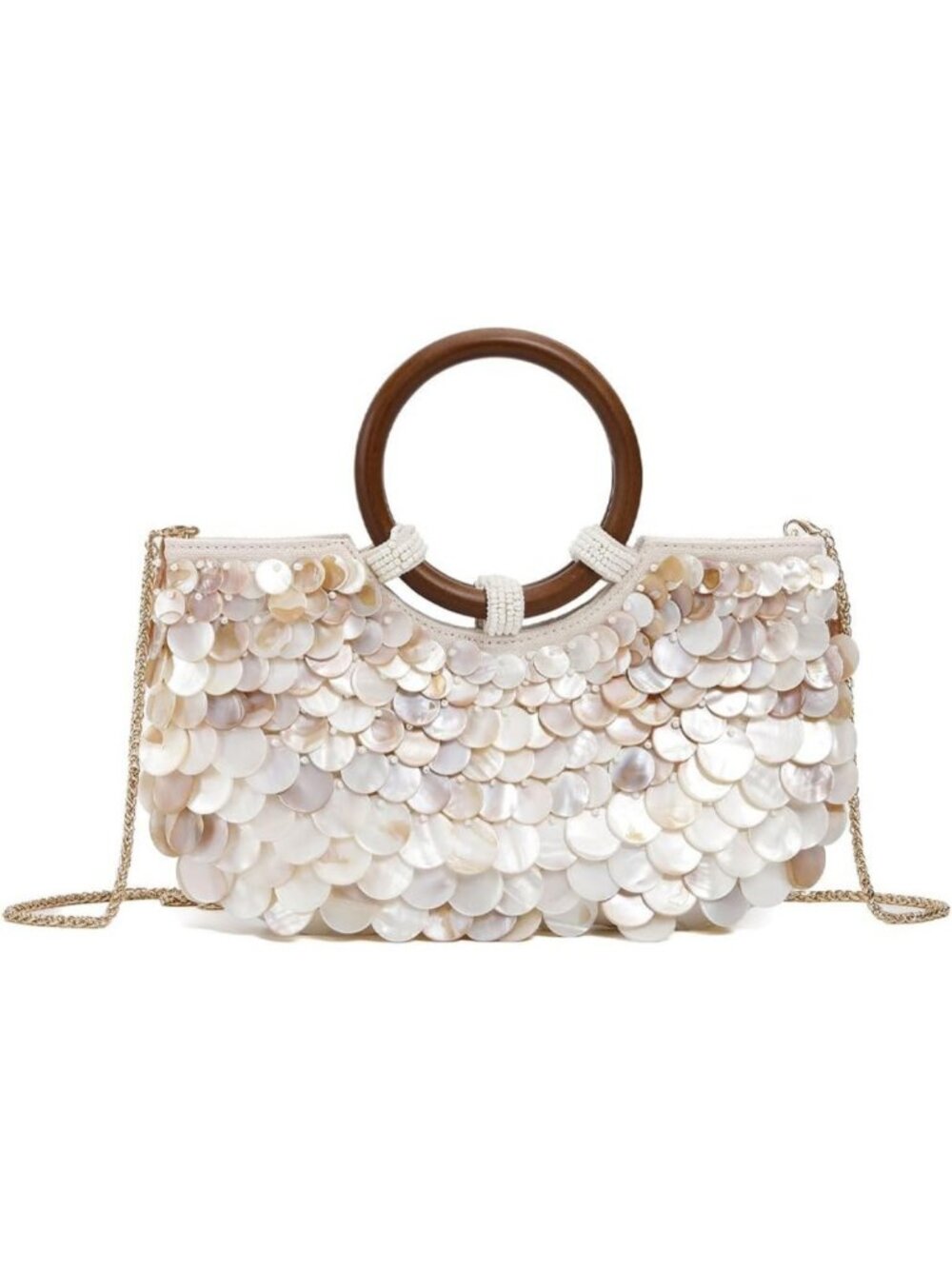 Handmade Shell Beaded Clutch Purse - Luxury Beach Evening Bag for Summer Fun